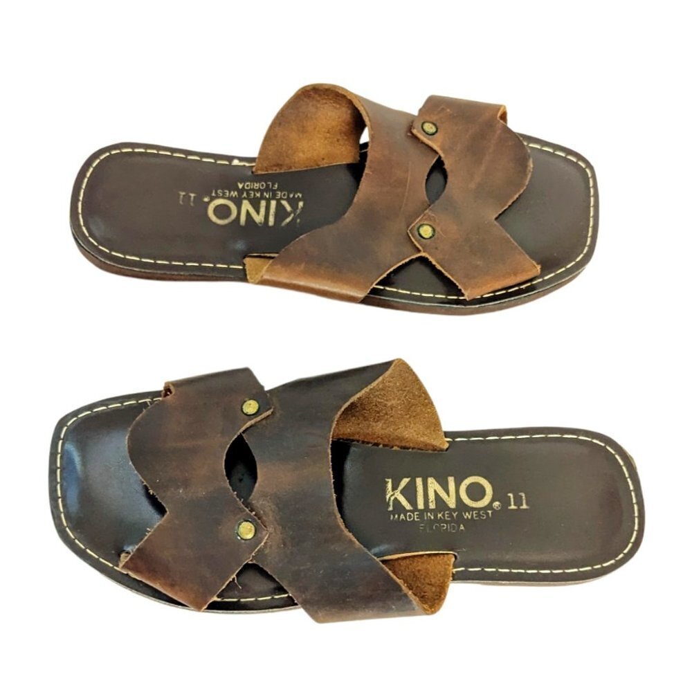 Boho Cottagecore Leather Sandal Slides Handmade‎ Kino Key West Size 11